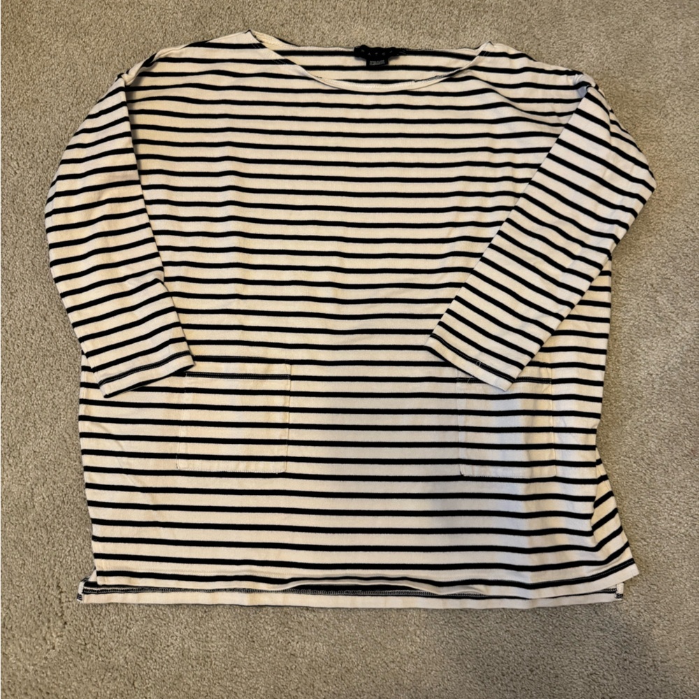 Hatch - The Bateau Top - Black and Cream Striped top
